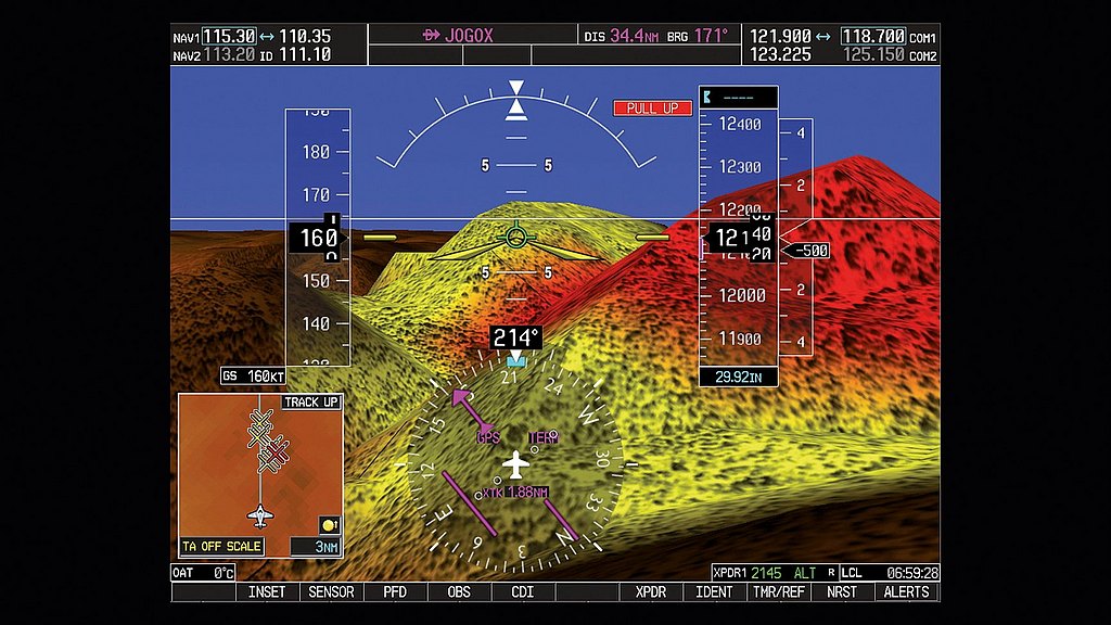 Garmin synthetic vision display used in our avionics suites